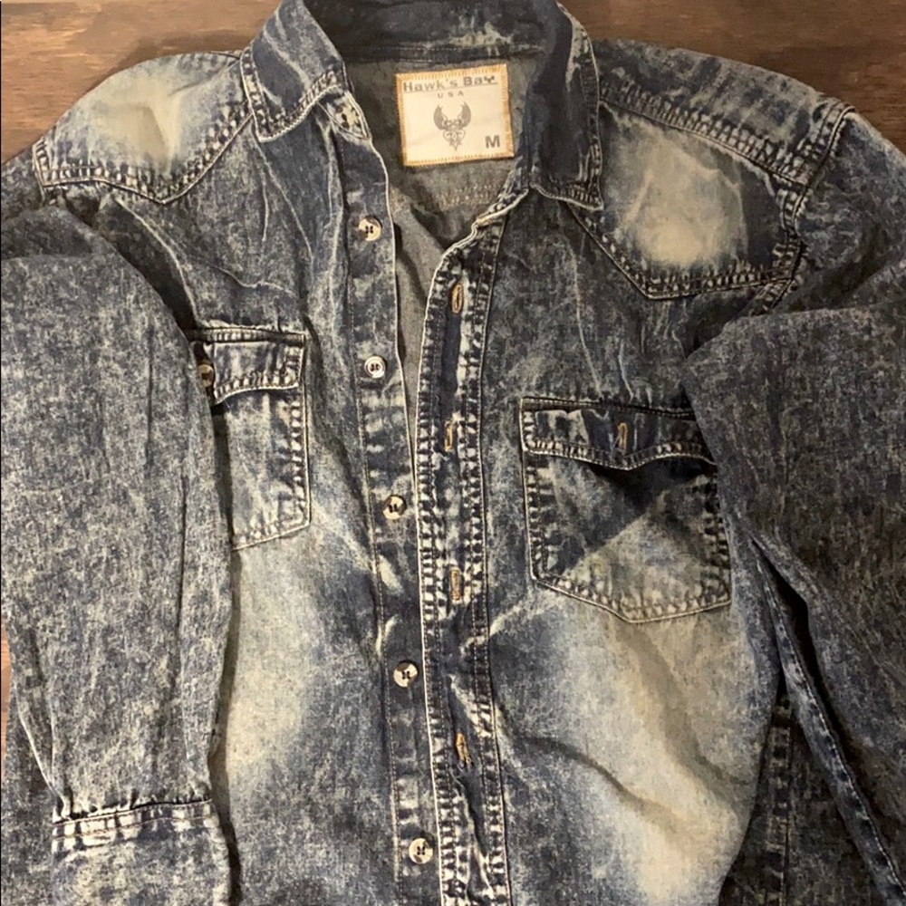 Distressed button up